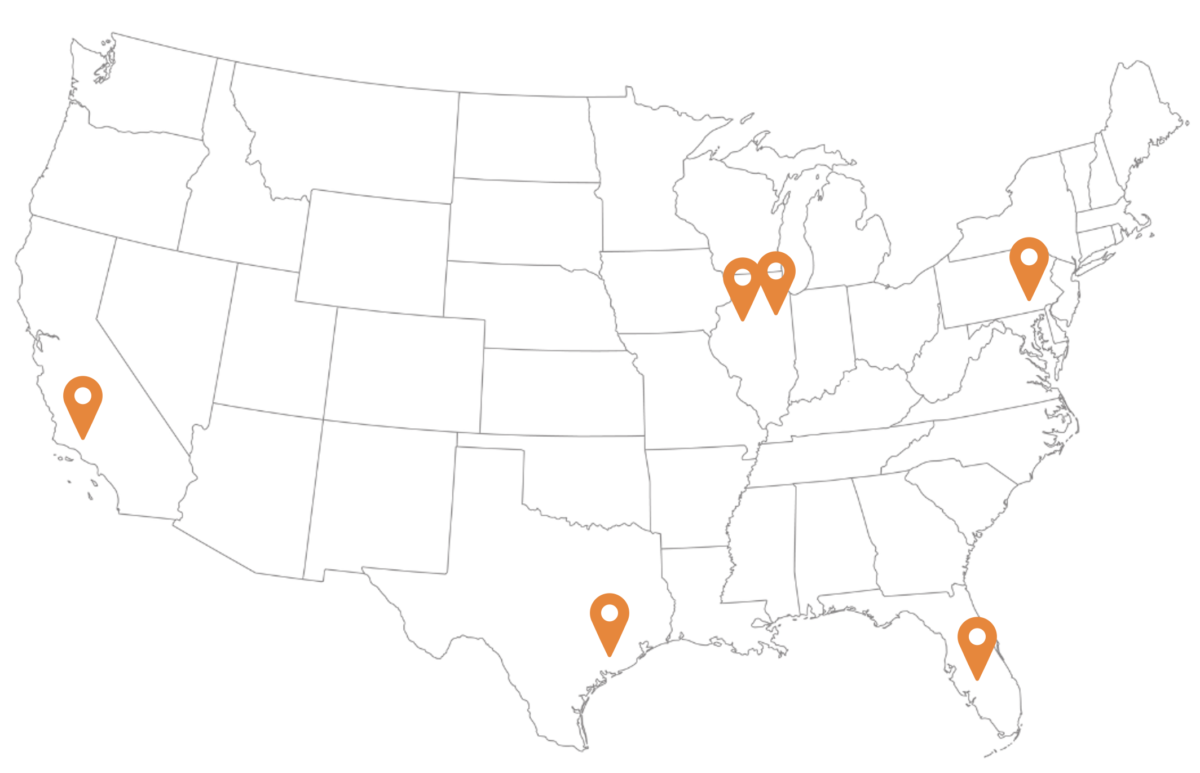 Sunny Sky Products Manufacturing Locations Map